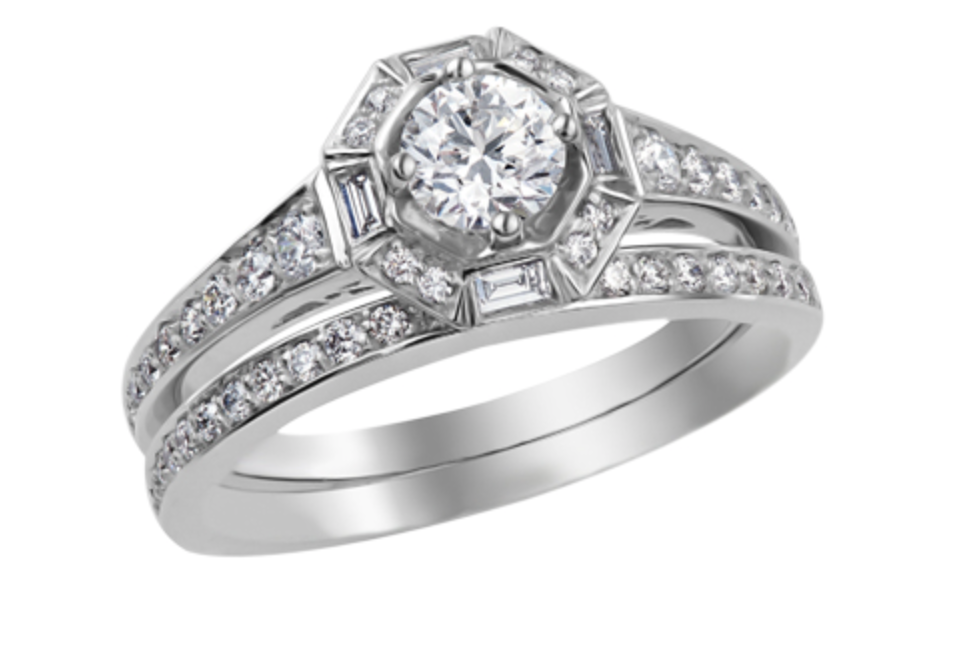 18K White Gold &amp; Palladium Alloy (hypoallergenic) 0.75cttw Canadian Diamond Engagement Ring