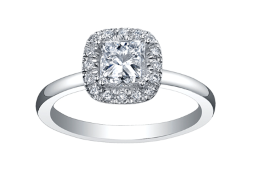 18K White Gold &amp; Palladium Alloy (hypoallergenic) 1.15cttw Canadian Princess Cut Diamond Engagement Ring