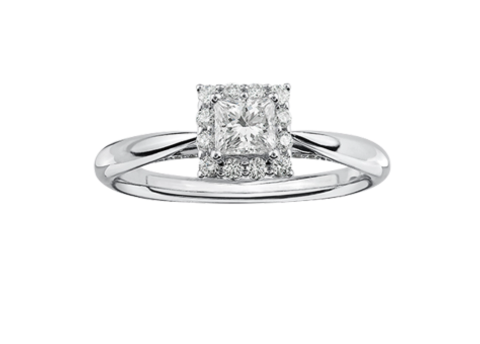 18K White Gold &amp; Palladium Alloy (hypoallergenic) 0.50cttw Princess Canadian Diamond Engagement Ring