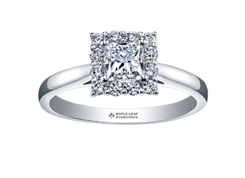 Anillo de compromiso de diamantes canadienses de 0,50 a 1,00 quilates en oro blanco de 18 quilates y aleación de paladio (hipoalergénico)