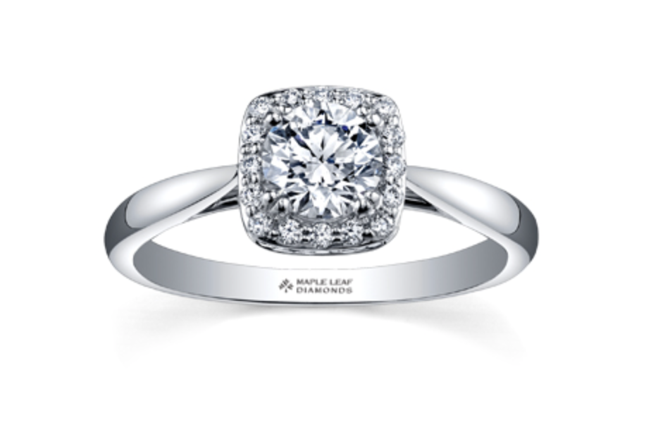 18K White Gold &amp; Palladium Alloy (hypoallergenic) 0.63-0.90cttw Canadian Diamond Engagement Ring