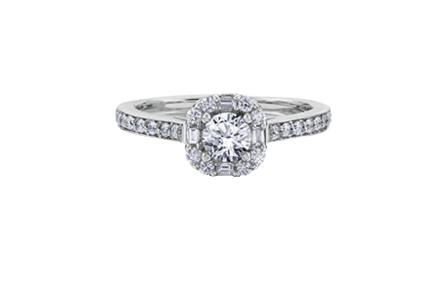 18K White Gold &amp; Palladium Alloy (hypoallergenic) 0.76cttw Canadian Diamond Engagement Ring