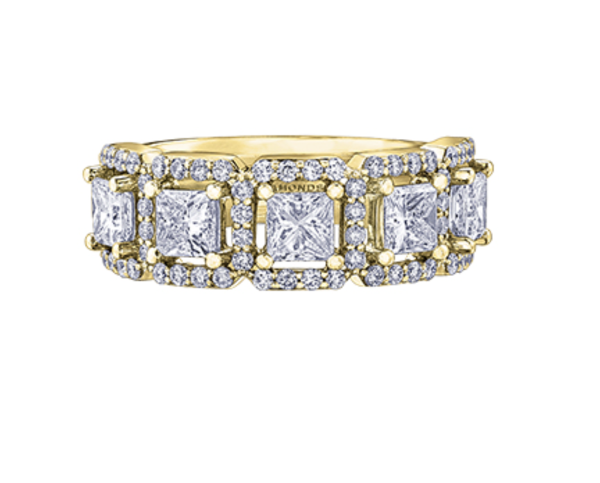 Banda de diamantes canadienses de oro blanco, amarillo o rosa de 18 quilates de 1,03 a 2,00 quilates
