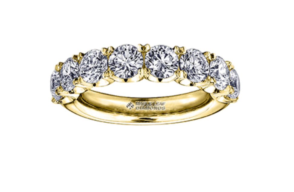 Banda de diamantes canadienses de 2,40 quilates en oro blanco, amarillo o rosa de 18 quilates