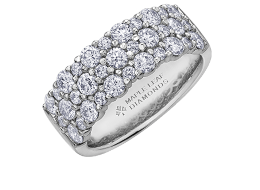 18K White, Yellow, or Rose Gold With Palladium Alloy (hypoallergenic) 1.51cttw Canadian Diamond Band