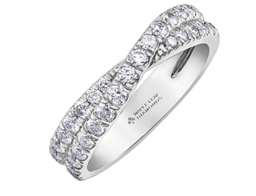 18K White, Yellow, or Rose Gold With Palladium Alloy (hypoallergenic) 1.22cttw Canadian Diamond Band