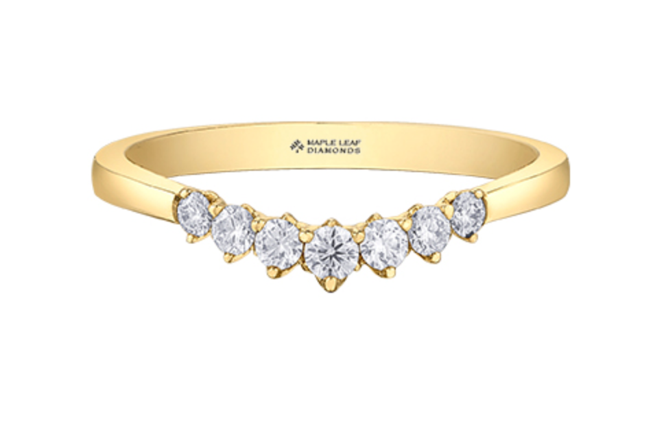 Banda de diamantes canadienses de oro blanco, amarillo o rosa de 14 quilates de 0,23 quilates