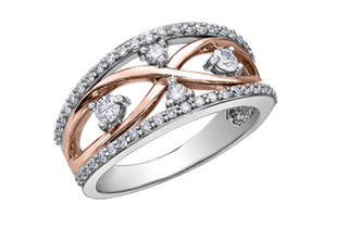 14K White/Rose, Yellow/Rose Gold 0.50cttw Canadian Diamond Band