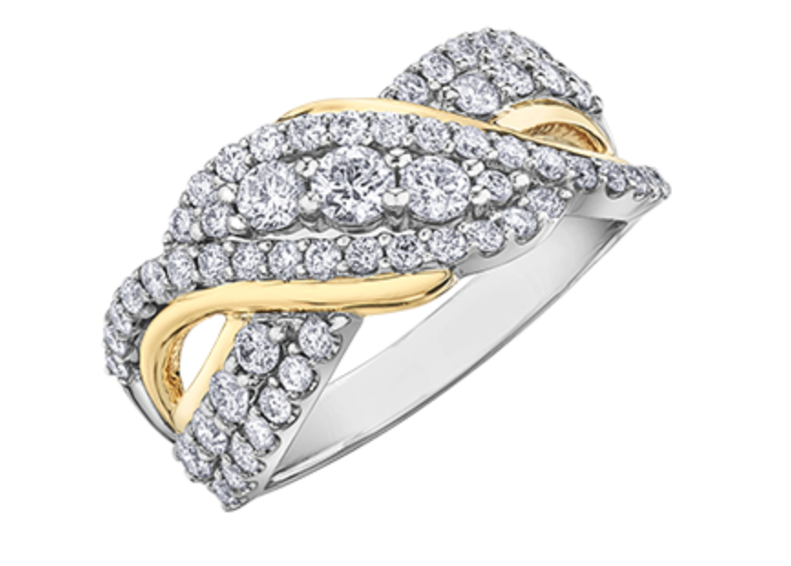 Oro blanco, amarillo o rosa de 18 quilates con aleación de paladio (hipoalergénico) Banda de diamantes canadienses de 1,01 quilates