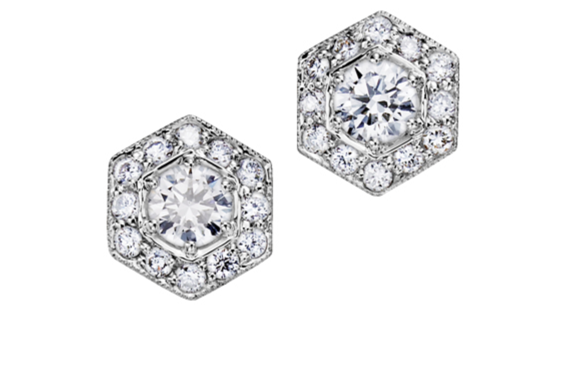 14K White Gold 0.60cttw Canadian Diamond Halo Earrings