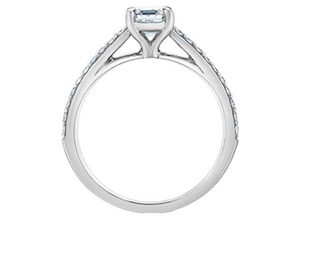 Anillo de compromiso de diamante canadiense brillante redondo y solitario de talla esmeralda cultivado en laboratorio de 14 quilates