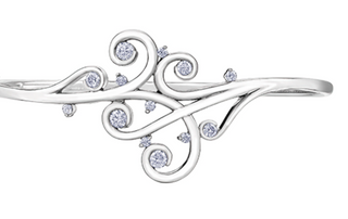 Brazalete de diamantes de 0,66 quilates en oro blanco de 14 quilates, 7"