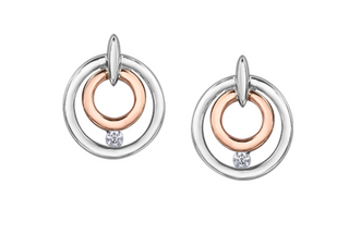 Aretes de oro amarillo de 14 quilates con diamantes canadienses de 0,16 quilates