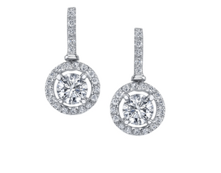 Aretes colgantes de diamantes canadienses de 0,60 quilates en oro blanco de 18 quilates y aleación de paladio (hipoalergénicos)