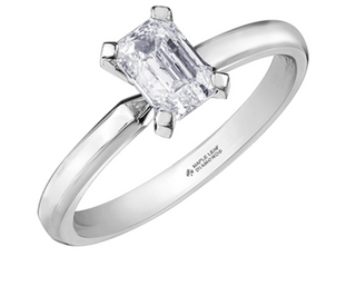18K White Gold & Palladium Alloy (hypoallergenic) 0.50-1.00cttw Emerald Cut Canadian Diamond Engagement Ring