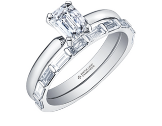 18K White Gold & Palladium Alloy (hypoallergenic) 0.50-1.00cttw Emerald Cut Canadian Diamond Engagement Ring