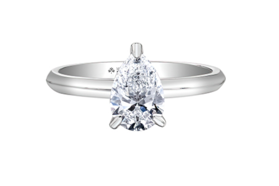 18K White Gold &amp; Palladium Alloy (hypoallergenic) 0.50-1.00cttw Pear Shape Canadian Diamond Engagement Ring