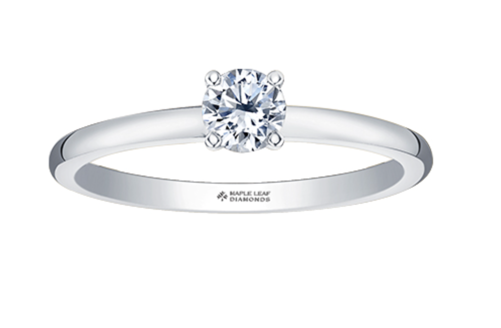 18K White Gold &amp; Palladium Alloy (hypoallergenic) 0.30-1.00cttw Round Brilliant Canadian Diamond Engagement Ring