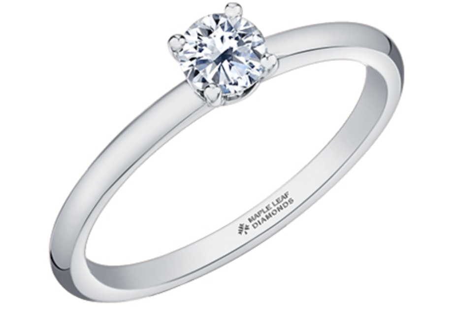 18K White Gold &amp; Palladium Alloy (hypoallergenic) 0.30-1.00cttw Round Brilliant Canadian Diamond Engagement Ring