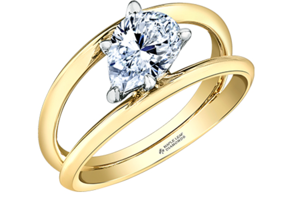 14K Yellow Gold 0.30-1.00cttw Pear Shape Canadian Diamond Engagement Ring