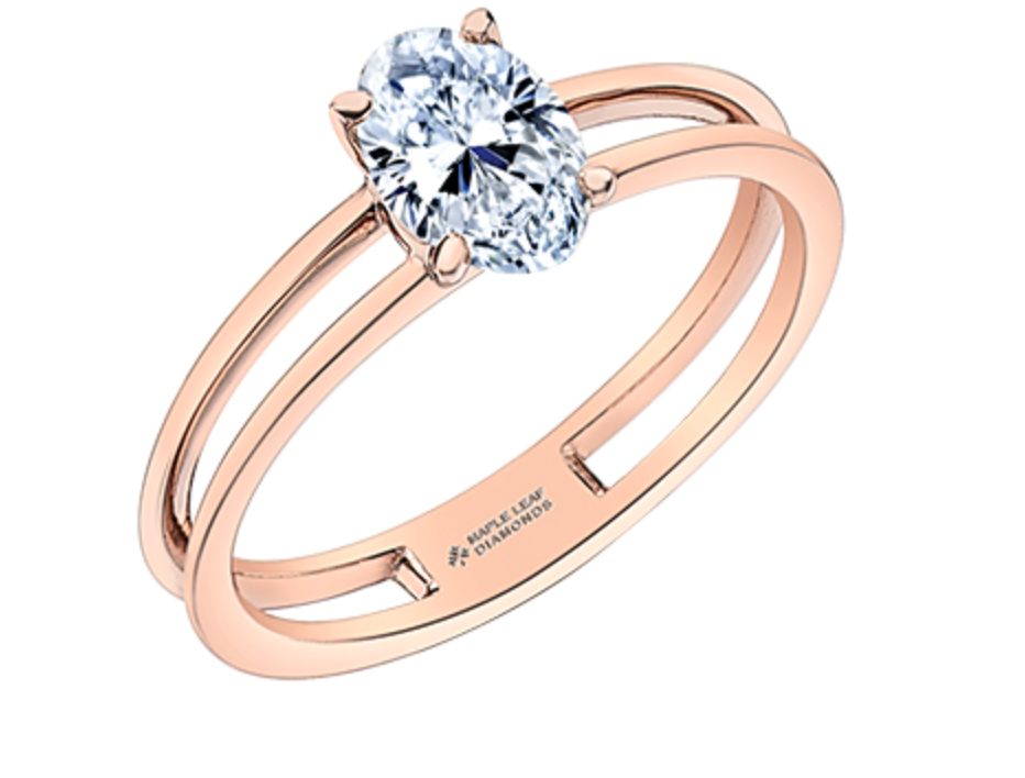 14K Rose Gold 0.70cttw Oval Cut Canadian Diamond Engagement Ring