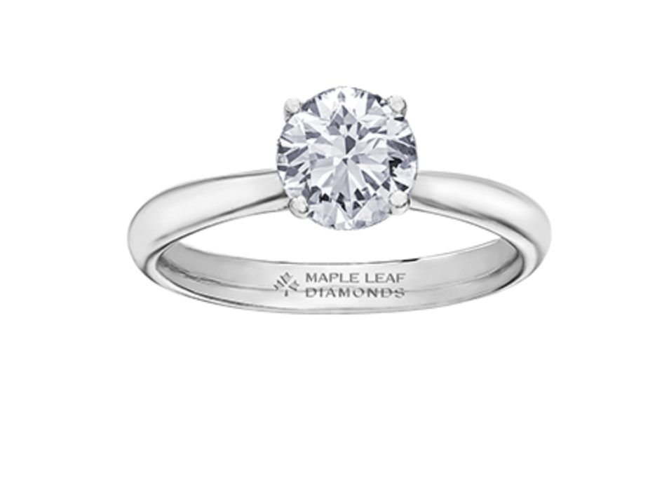 18K White Gold &amp; Palladium Alloy (hypoallergenic) 0.51-1.02cttw Round Brilliant Canadian Diamond Engagement Ring