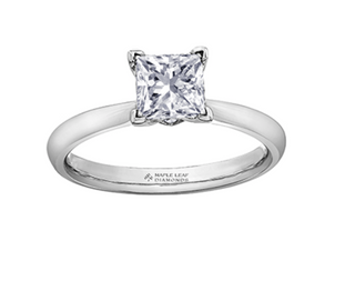 18K White Gold & Palladium Alloy (hypoallergenic) 0.31-0.71cttw Princess Cut Canadian Diamond Engagement Ring