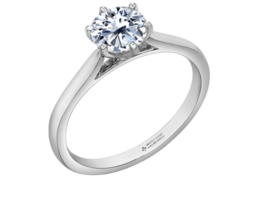 18K White Gold &amp; Palladium Alloy (hypoallergenic) 1.25cttw Round Brilliant Canadian Diamond Engagement Ring