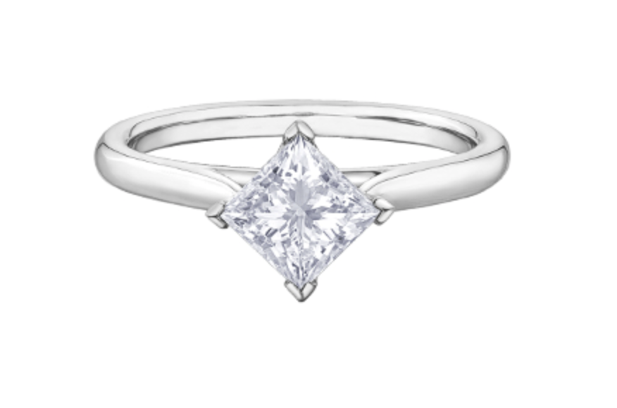 18K White Gold &amp; Palladium Alloy (hypoallergenic) 0.30-1.00cttw Princess Cut Canadian Diamond Engagement Ring