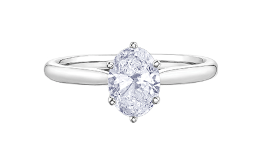 18K White Gold &amp; Palladium Alloy (hypoallergenic) 1.00cttw Oval Cut Canadian Diamond Engagement Ring