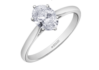 18K White Gold & Palladium Alloy (hypoallergenic) 1.00cttw Oval Cut Canadian Diamond Engagement Ring