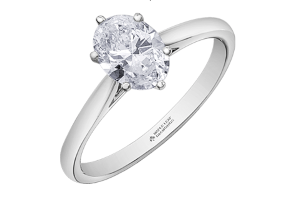 18K White Gold &amp; Palladium Alloy (hypoallergenic) 1.00cttw Oval Cut Canadian Diamond Engagement Ring