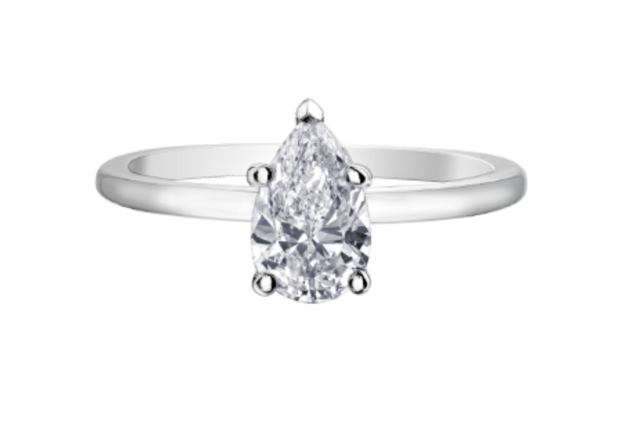 18K White Gold &amp; Palladium Alloy (hypoallergenic) 1.00cttw Pear Shape Canadian Diamond Engagement Ring