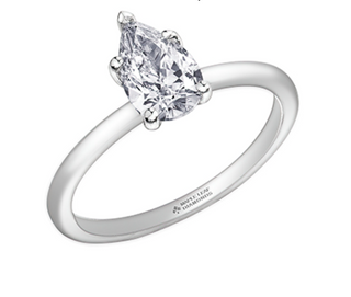 18K White Gold & Palladium Alloy (hypoallergenic) 1.00cttw Pear Shape Canadian Diamond Engagement Ring