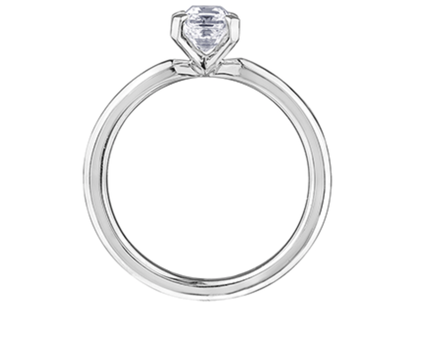 18K White Gold &amp; Palladium Alloy (hypoallergenic) 0.70-1.00cttw Emerald Cut Canadian Diamond Engagement Ring