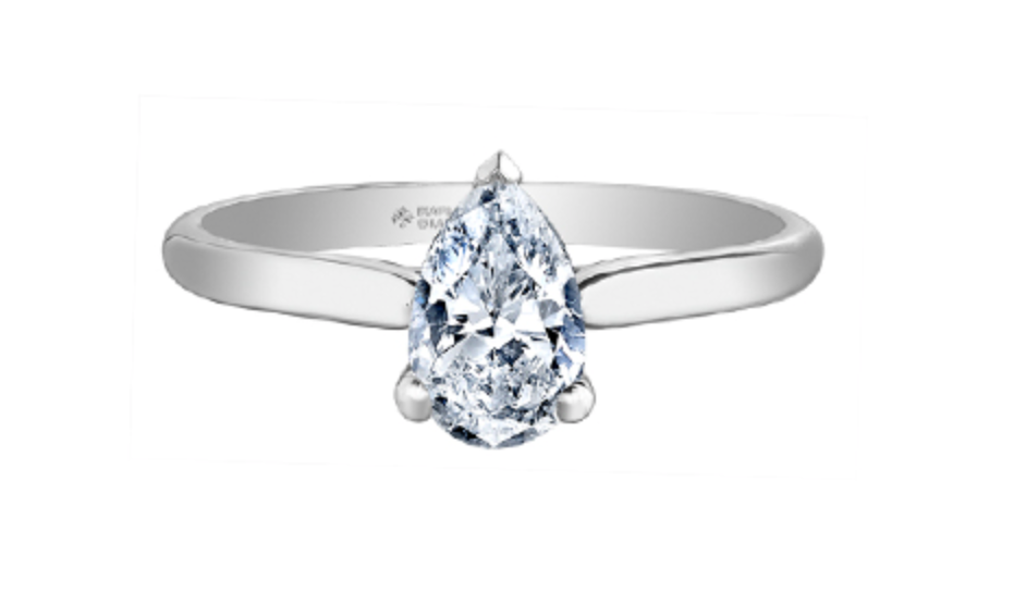 18K White Gold &amp; Palladium Alloy (hypoallergenic) 0.30-1.00cttw Pear Shape Canadian Diamond Engagement Ring
