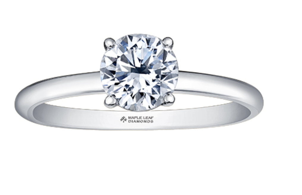 18K White Gold &amp; Palladium Alloy (hypoallergenic) 0.30-1.00cttw Round Brilliant Canadian Diamond Engagement Ring