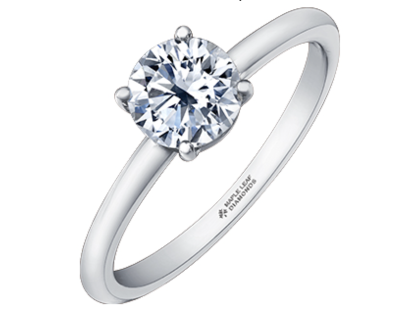 18K Gold & Palladium Alloy (hypoallergenic) -1.00cttw Round Brilliant Canadian Diamond Engagement Ring