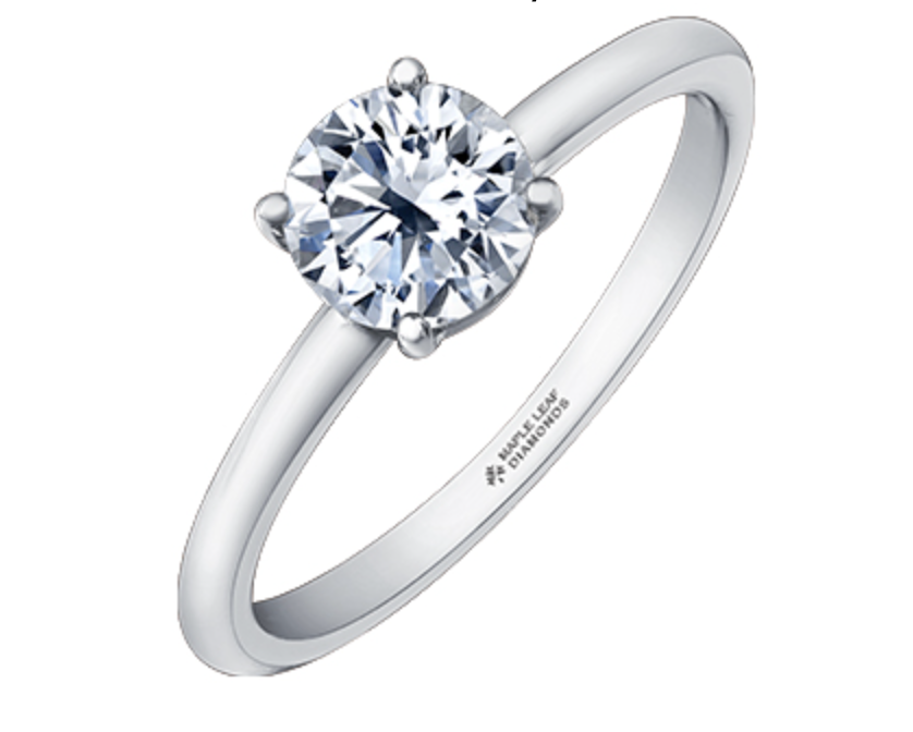 18K White Gold &amp; Palladium Alloy (hypoallergenic) 0.30-1.00cttw Round Brilliant Canadian Diamond Engagement Ring