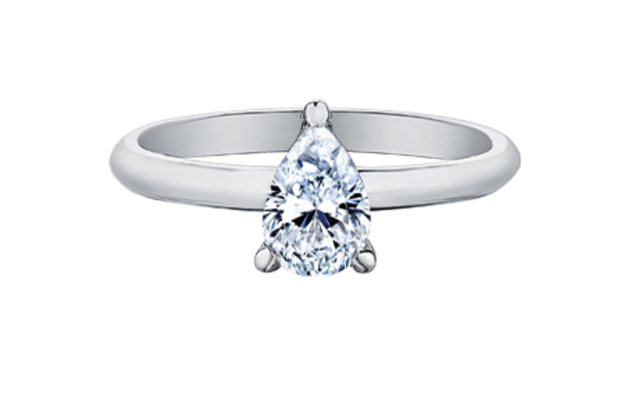 18K White Gold & Palladium Alloy (hypoallergenic) -1.00cttw Pear Shape Canadian Diamond Engagement Ring