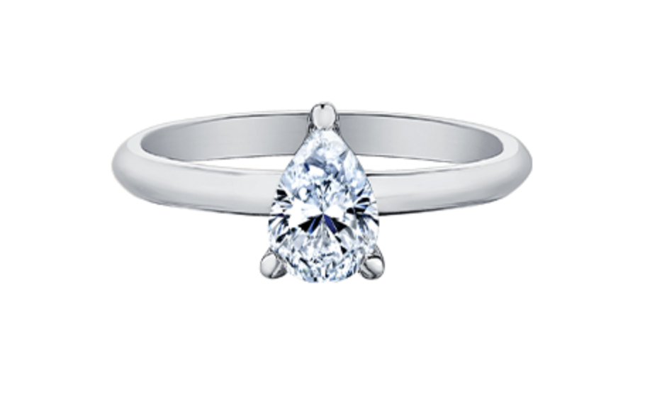 18K White Gold &amp; Palladium Alloy (hypoallergenic) 0.50-1.00cttw Pear Shape Canadian Diamond Engagement Ring