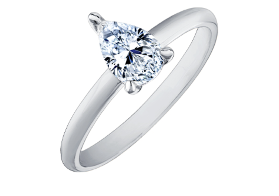 18K White Gold & Palladium Alloy (hypoallergenic) -1.00cttw Pear Shape Canadian Diamond Engagement Ring