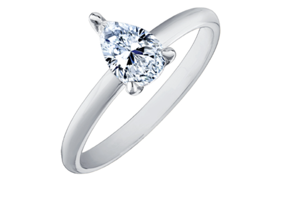 18K White Gold &amp; Palladium Alloy (hypoallergenic) 0.50-1.00cttw Pear Shape Canadian Diamond Engagement Ring