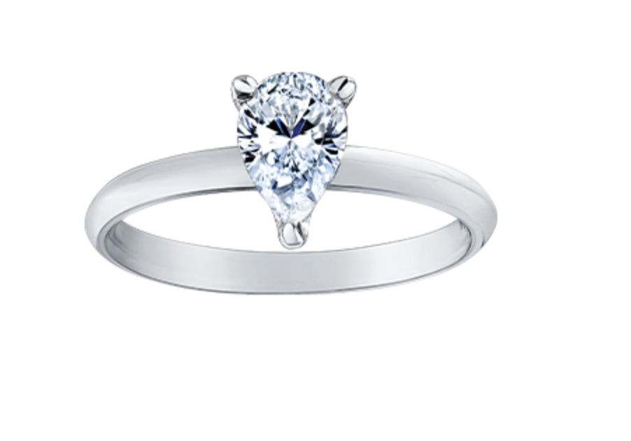 18K White Gold & Palladium Alloy (hypoallergenic) -1.00cttw Pear Shape Canadian Diamond Engagement Ring