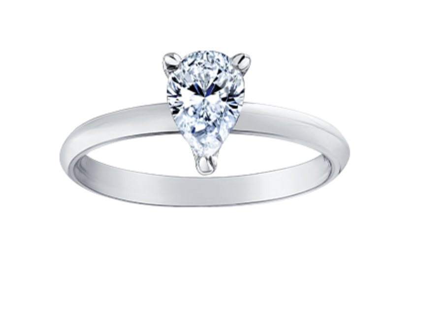 18K White Gold &amp; Palladium Alloy (hypoallergenic) 0.50-1.00cttw Pear Shape Canadian Diamond Engagement Ring