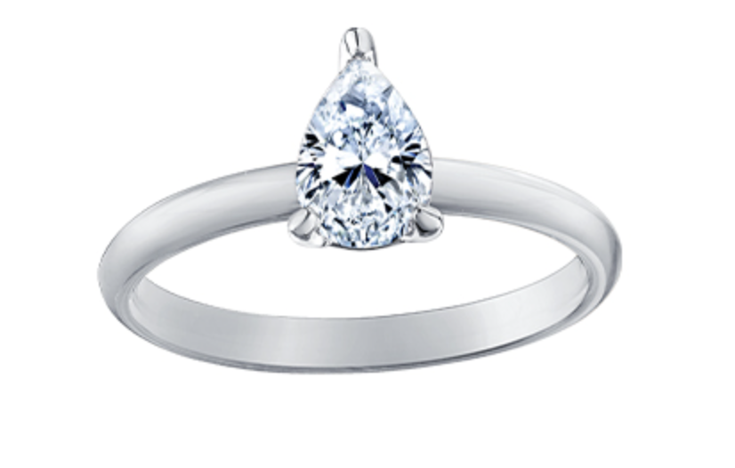 18K White Gold & Palladium Alloy (hypoallergenic) -1.00cttw Pear Shape Canadian Diamond Engagement Ring