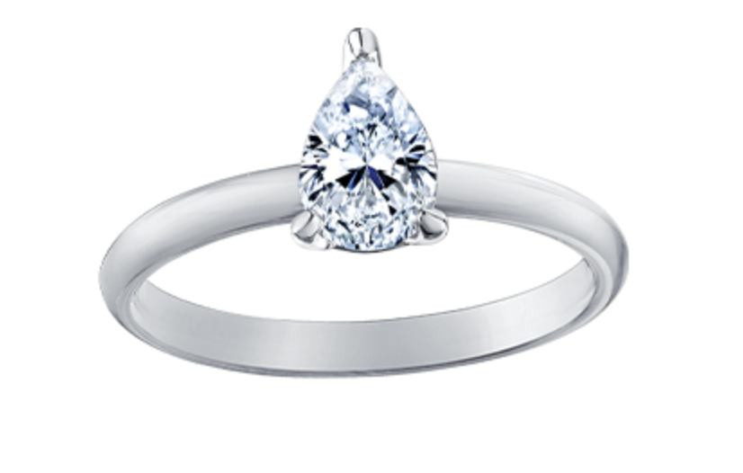 18K White Gold &amp; Palladium Alloy (hypoallergenic) 0.50-1.00cttw Pear Shape Canadian Diamond Engagement Ring