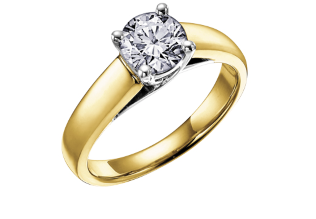 18K Yellow Gold &amp; Palladium Alloy (hypoallergenic) 0.25-1.00cttw Round Brilliant Canadian Diamond Engagement Ring