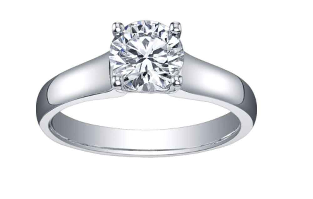 18K White Gold &amp; Palladium Alloy (hypoallergenic) 0.50cttw Round Brilliant Canadian Diamond Engagement Ring