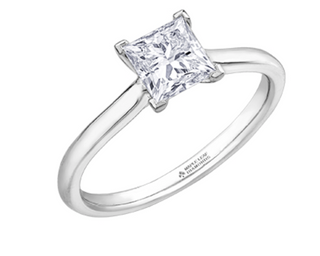 18K White Gold & Palladium Alloy (hypoallergenic) 0.30-1.00cttw Princess Cut Canadian Diamond Engagement Ring